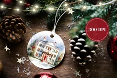 Watercolor Christmas Ornament PNG, Christmas Product Tag Product Image 2