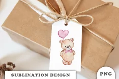 Watercolor Valentine's Day Teddy Bear PNG Product Image 2