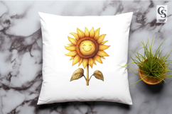 Smiling Sunflower Watercolor Clipart Sublimation PNG Product Image 3