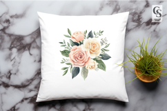 Watercolor Peach Rose Floral Bouquet Clipart Sublimation PNG Product Image 3