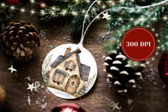 Watercolor Christmas Round Ornament, Cute Winter Ornament Product Image 2