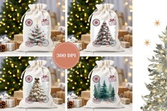 Watercolor Christmas Tree Santa Sack Designs, Winter Print Product Image 2