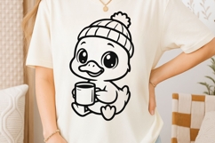 A Goose Drinking Coffee Svg, Cute Goose Svg, Cozy Vibes Svg. Product Image 2