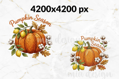 Faux Embroidery Pumpkin Season PNG Fall Sublimation Design Product Image 2