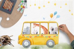 Cute baby illustrations. Animals with cars 15 PNG Files Product Image 5