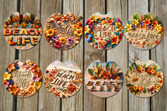 Beach Life flowers | summer Car coaster &amp; key chain designs Product Image 2