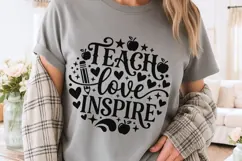 Teach Love Inspire Svg, Back To School Svg, Appreciation Svg Product Image 3