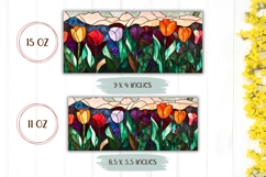 Flowers Mug Wrap, Stained Glass Tulips Mug Template Product Image 2