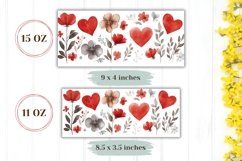 Love Hearts Mug, Watercolor Flowers Mug Template Product Image 2