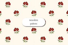 Red Floral Seamless Pattern, Vintage Flower Repeat JPG Product Image 1