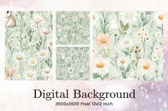 Flower Pattern Background Wallpaper Digital Paper_2 Product Image 1