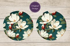 Magnolia Flowers Car Coaster PNG, Flowers Sublimation Design Product Image 2