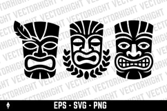 Tiki tribal wooden mask set and Tiki mug. Hawaiian tradition Product Image 2