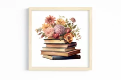Watercolor Vintage Old Books clipart, Watercolor Clipart Product Image 2