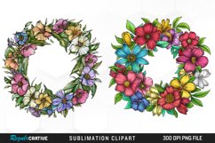 Spring Flower Wreath Watercolor Clipart Bundle Product Image 2
