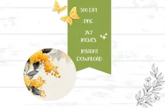 Yellow Flowers Round Earrings, Floral Earrings Design Product Image 2