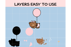 Cute Baby Bear with Balloon SVG | Kawaii Teddy Bear Clipart Product Image 2