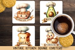 Vintage square coaster for kitchen. Sublimation PNG. Product Image 1