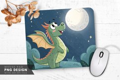 Moonlit Joy A Tiny Dragon Mouse Pad PNG Design Product Image 1