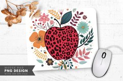Floral Leopard Print Apple Design Mouse Pad PNG Product Image 1