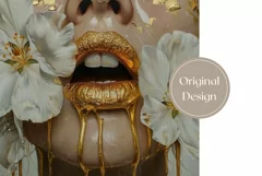 Gold Lips Tumbler Wrap Design, Floral Tumbler Sublimation Product Image 2