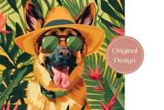 Summer Dog Tumbler Wrap, German Shepherd Dog Tumbler Design Product Image 2