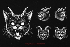 10 Bundle Dark Art Cats Devil Demon Beast with Horn Tattoo Product Image 3