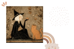 Halloween Pillow Design, Cartoon Witch Pillow Template Product Image 2