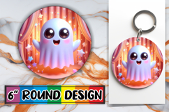 Enchanted Circle Keychain PNG, 3D Cute Ghost Product Image 1