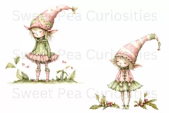Christmas, Elf, Ephemera, PNG, watercolor, Clipart Product Image 2