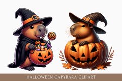 watercolor Halloween Capybara clipart, Halloween Capybara Product Image 1