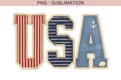 USA Patch Letters PNG | Nautical Patriotic USA Design Product Image 2