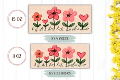 Cartoon Love Hearts Mug Wrap, Floral Mug Template Product Image 2