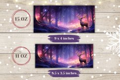 Christmas Deer Mug Wrap, Magic Forest Coffee Mug Sublimation Product Image 2