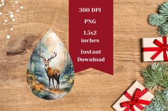 Christmas Earrings Sublimation , Winter Deer Sublimation Product Image 2
