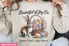 Basketful of Joy PNG, Vintage Easter Rabbit Bunny PNG Product Image 1