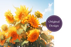 Watercolor Sunflower Tumbler Wrap, Fall Sublimation Design Product Image 2