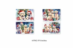 Watercolor cards with Labradors for Christmas. Puppies Product Image 2