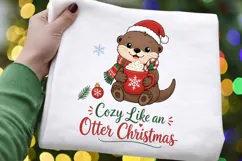 Cute Christmas Otter PNG, Cozy Like an Otter Christmas Product Image 3