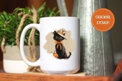 Halloween Black Cat PNG, Cartoon Halloween Cat T-Shirt PNG Product Image 2