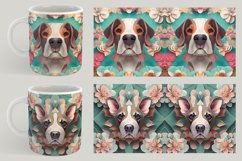 3D Dog Floral Mug Wrap | Sublimation Coffee Product Image 4