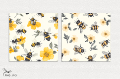 Flowers and bees digital paper Product Image 2
