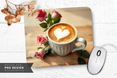 Coffee and Roses Love Mouse Pad PNG Design Product Image 1