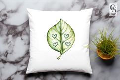 Watercolor Heart Leaf Clipart Sublimation PNG Product Image 2