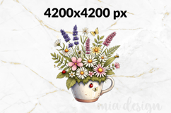 Wildflower Teacup PNG, Botanical Floral Sublimation Design Product Image 2