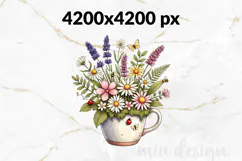 Wildflower Bouquet PNG, Botanical Floral Sublimation Design Product Image 2