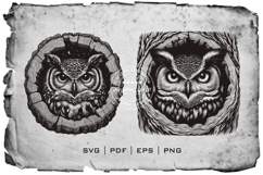 Owl Silhouette Woodcut Style Vector Illustration Product Image 2