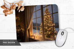 Cozy Christmas Eve by the Window Mouse Pad PNG Design Product Image 1