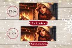 Christmas Girl Mug Wrap Design, Christmas Coffee Cup Design Product Image 2