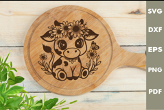 Baby Cow svg|Baby Dairy cow laser|Flower Cow svg Product Image 1